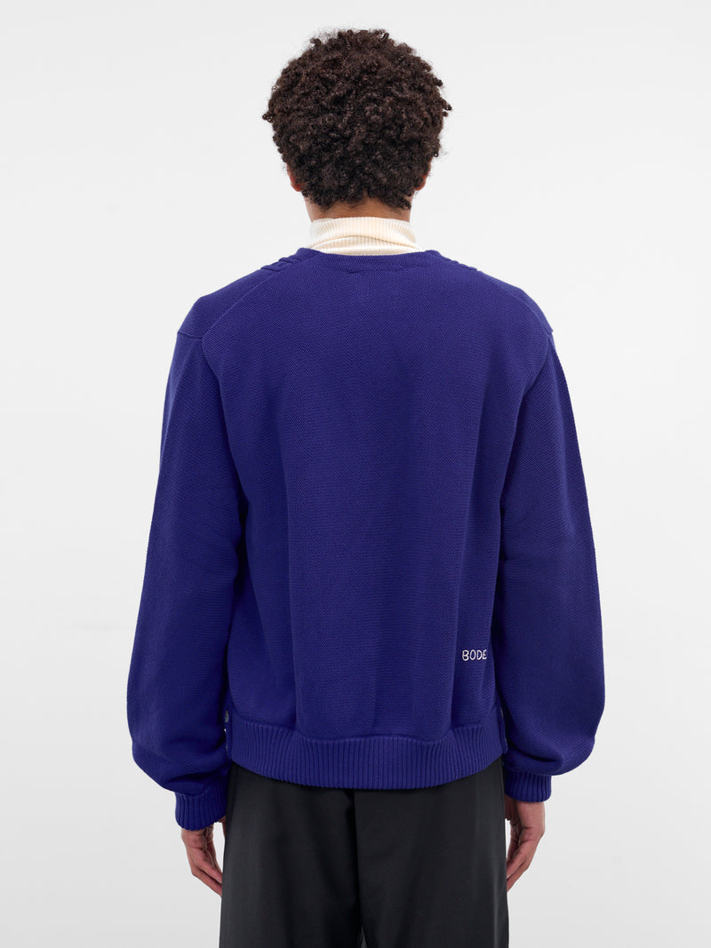 Navy Cotton Knit Double-Breasted Cardigan (MRF25KT001-ULTRAMARINE)