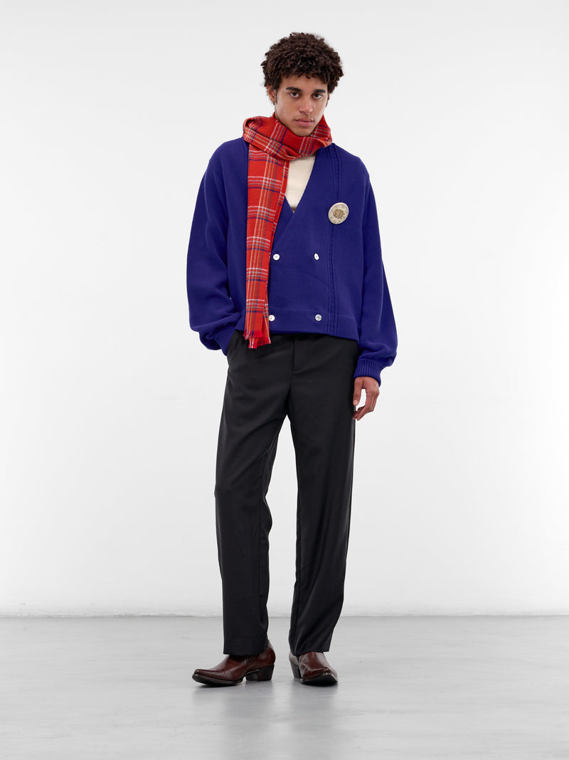 Navy Cotton Knit Double-Breasted Cardigan (MRF25KT001-ULTRAMARINE)