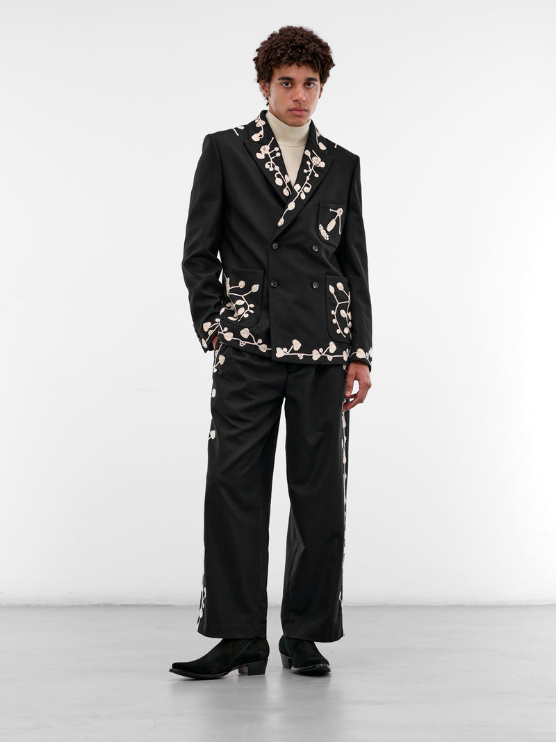 Navy Wool Crochet Embroidered Blazer (MRF25SJ010-NAVY)