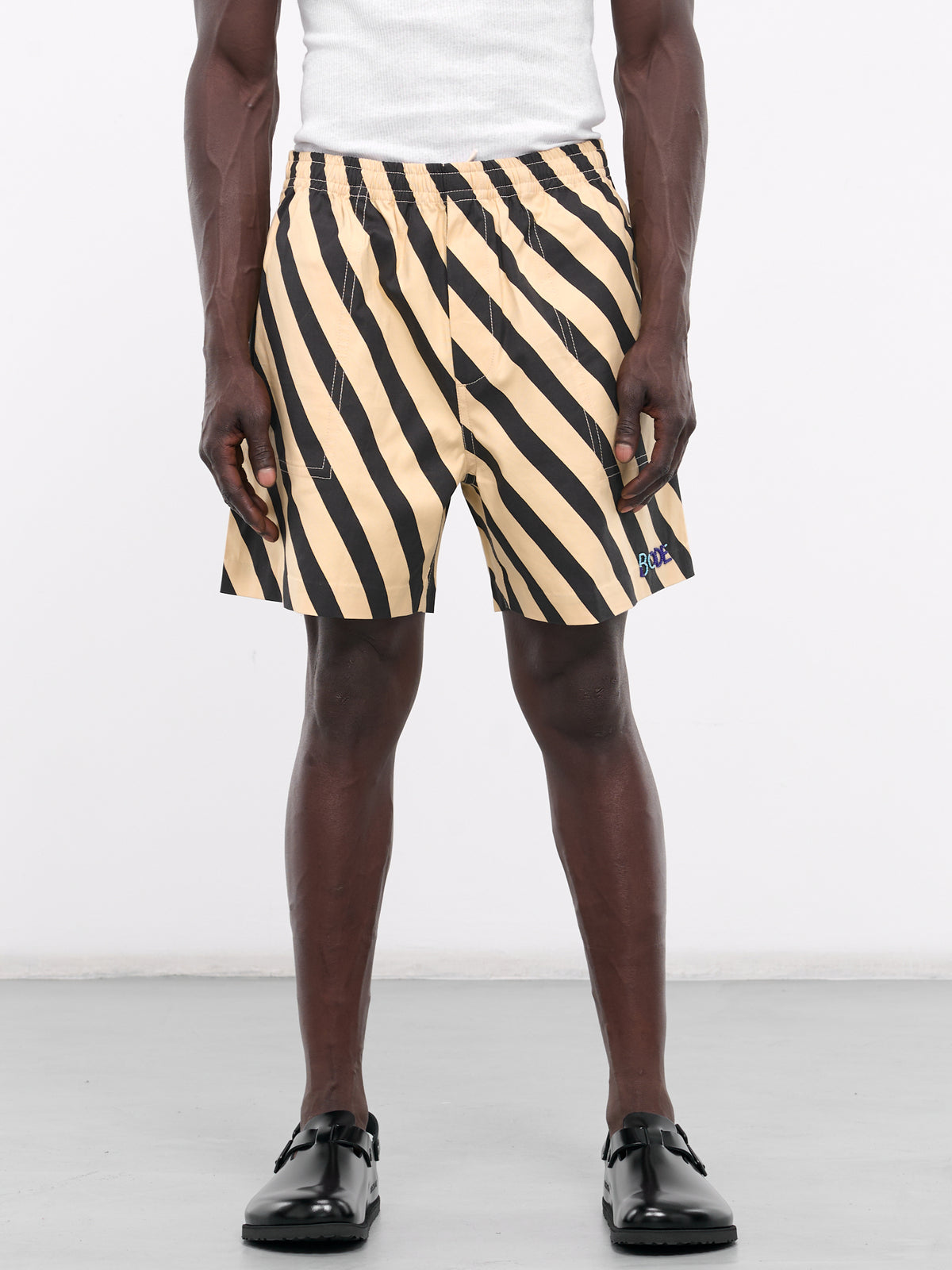 Domino Stripe Shorts (MRS24BT017-ECRU-BLACK)