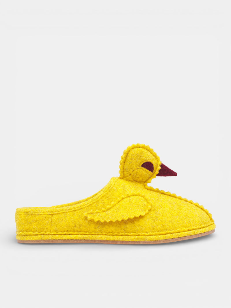 Yellow Felt Rubber Duck Slippers (MRS26FW001-YELLOW-RED)