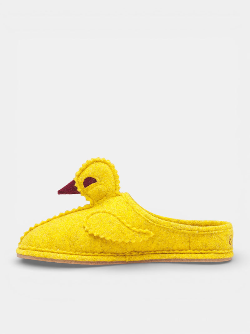 Yellow Felt Rubber Duck Slippers (MRS26FW001-YELLOW-RED)