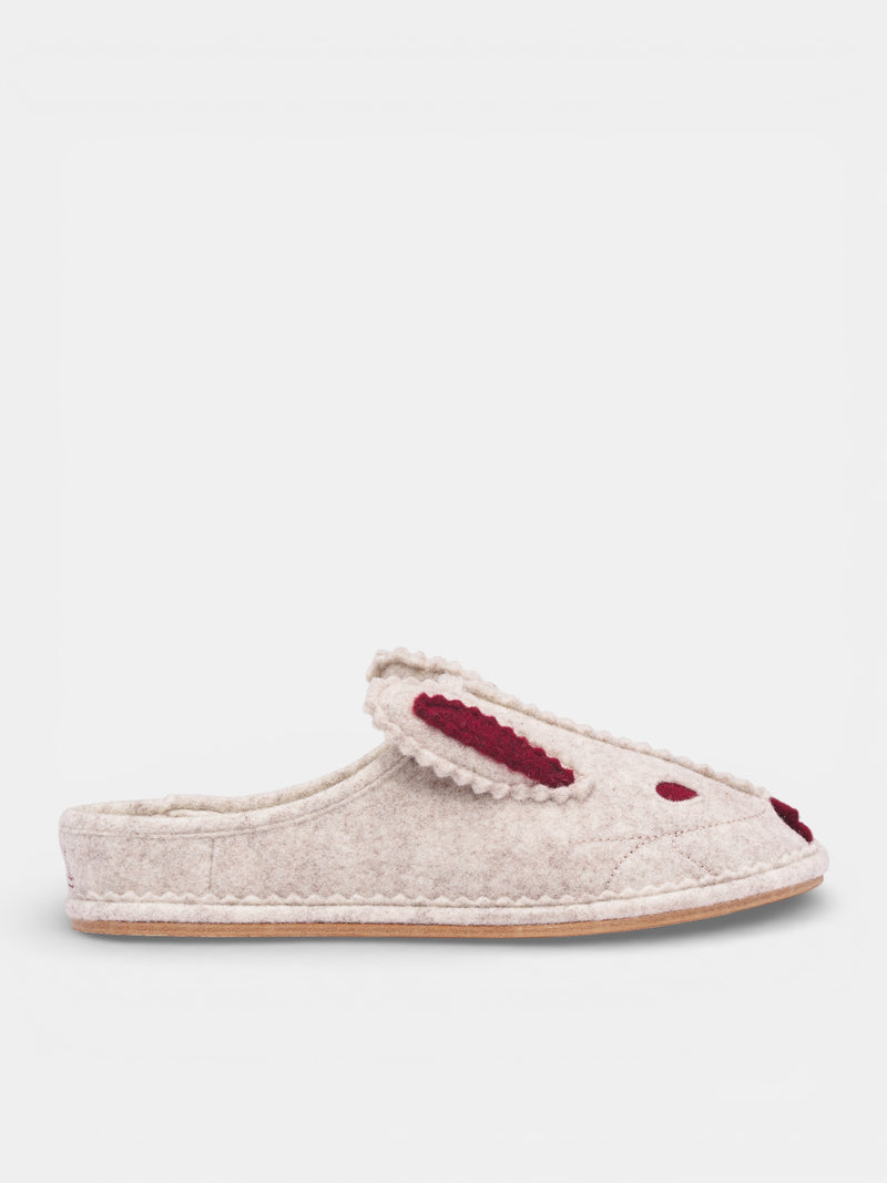 Gray Felt Rabbit Slippers (MRS26FW002-CREAM-RED)