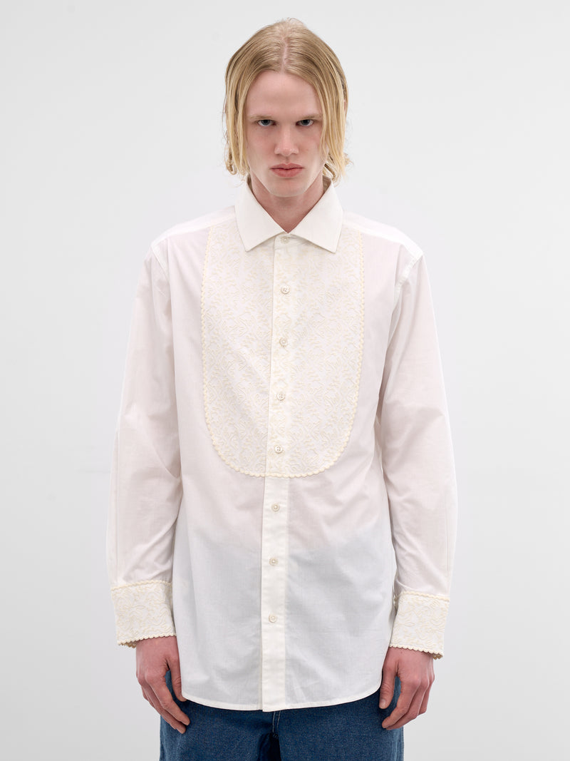 White Closerie Embroidered Tuxedo Shirt (MRS26SH008-ECRU)