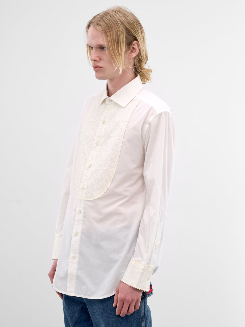 White Closerie Embroidered Tuxedo Shirt (MRS26SH008-ECRU)