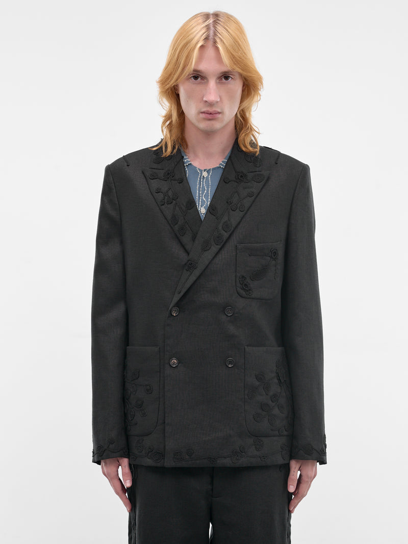 BODE Embroidered Linen Blazer | H.Lorenzo - front