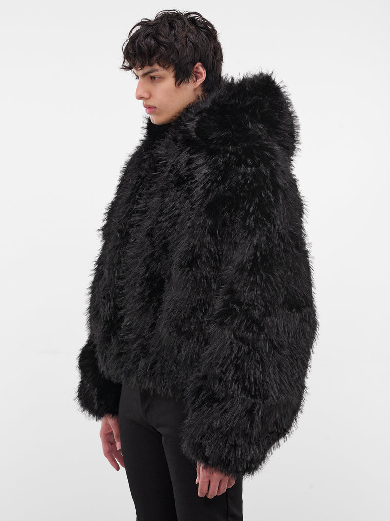 Black Oversized Faux Fur Jacket (MS001-BLACK)