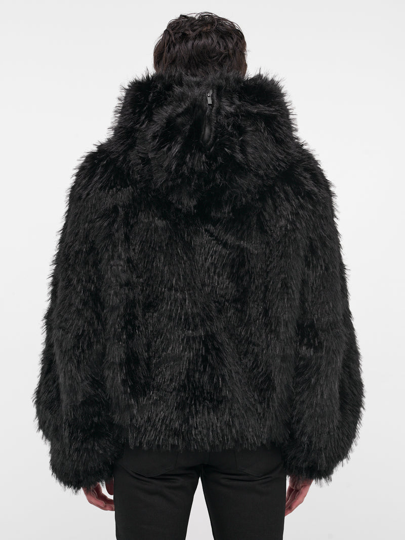 Black Oversized Faux Fur Jacket (MS001-BLACK)