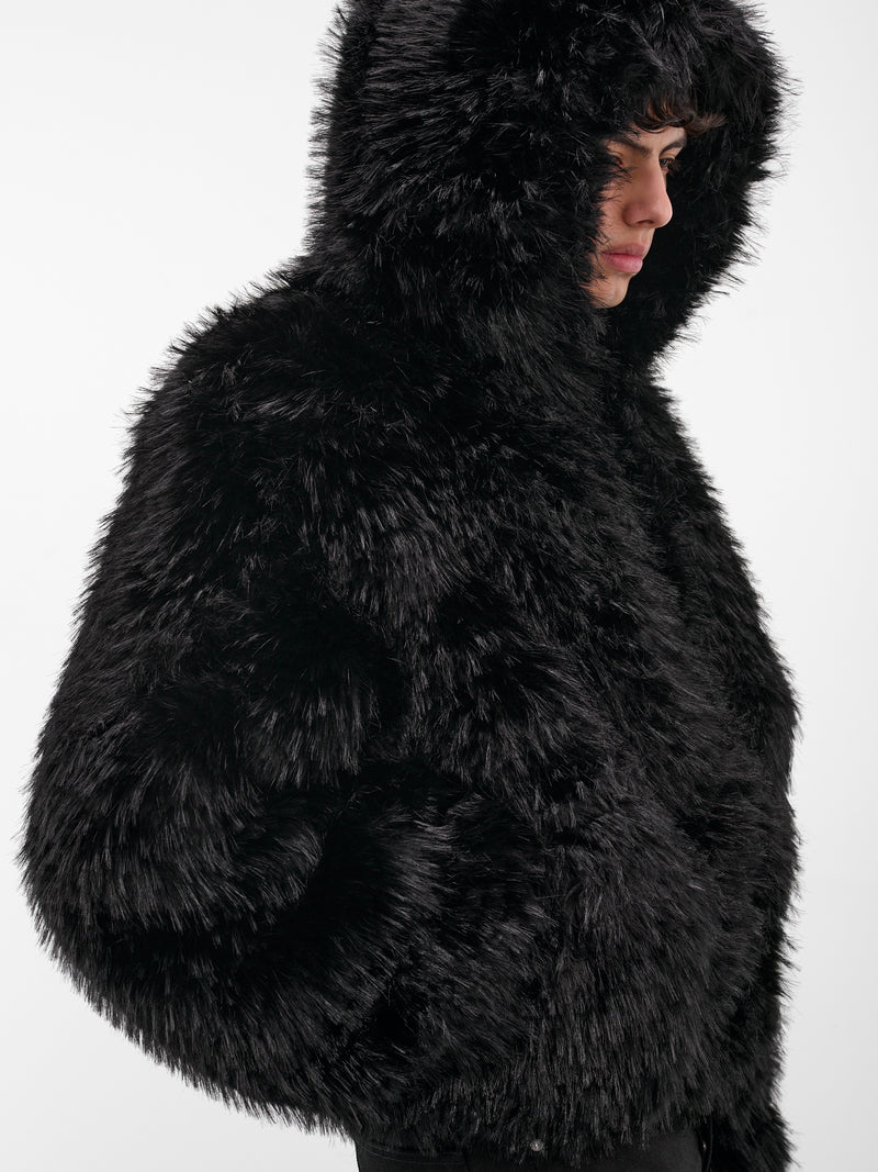 Black Oversized Faux Fur Jacket (MS001-BLACK)