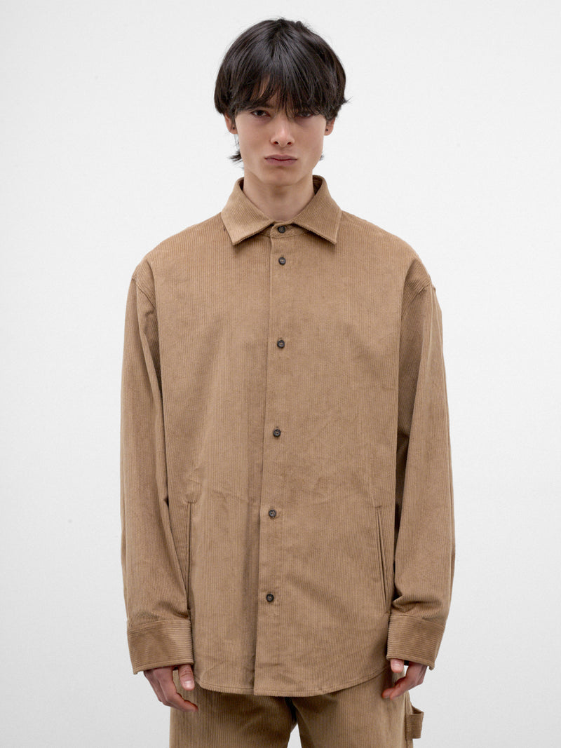 Beige Corduroy Button-Up Shirt (MSH06-FAC191-BEIGE)