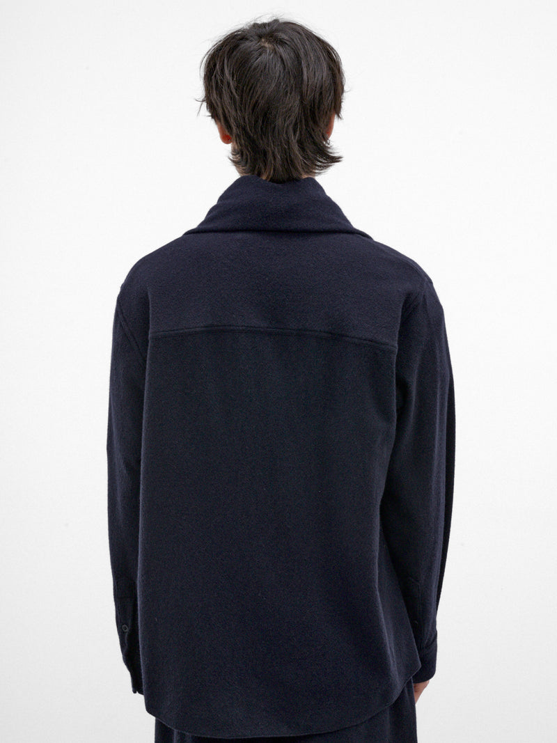 Navy Wool-Cashmere Scarf Shirt (MSH24-FAW76-BLUE-NAVY)