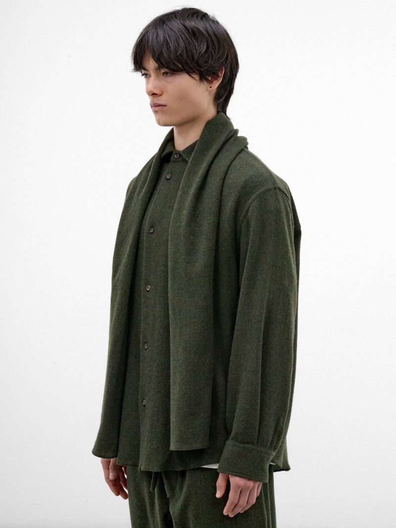 Green Wool-Cashmere Scarf Shirt (MSH24-FAW76-GREEN)