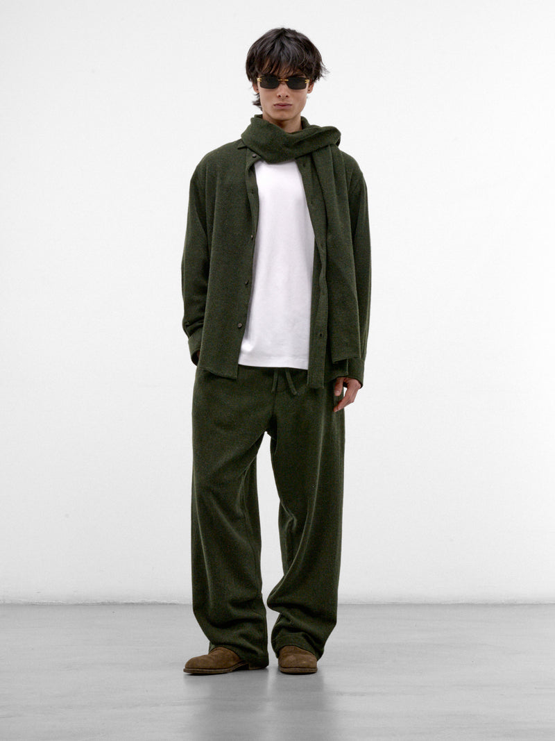 Green Wool-Cashmere Drawstring Trousers (MTR35-FAW76-GREEN)