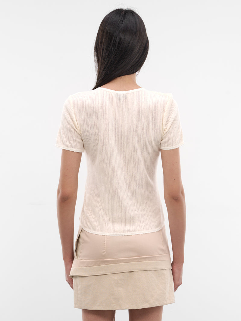 White Pointelle Jersey Knit Shirt (MSJR01-RAW-MILK)