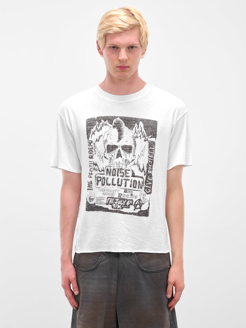 White Graphic Print Thrash Tee (MT096J-CLJ-GIG-FLYER-CHALK)