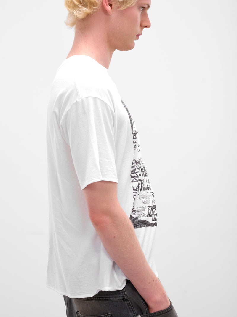 White Graphic Print Thrash Tee (MT096J-CLJ-GIG-FLYER-CHALK)