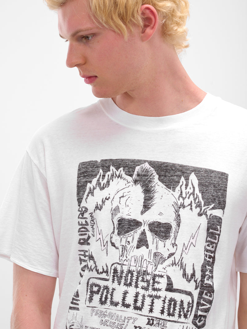 White Graphic Print Thrash Tee (MT096J-CLJ-GIG-FLYER-CHALK)