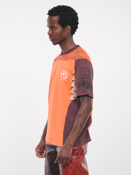 Regenerated Patchwork T-Shirt (MTO105-UJER0003-OR52-ORANGE-MU)