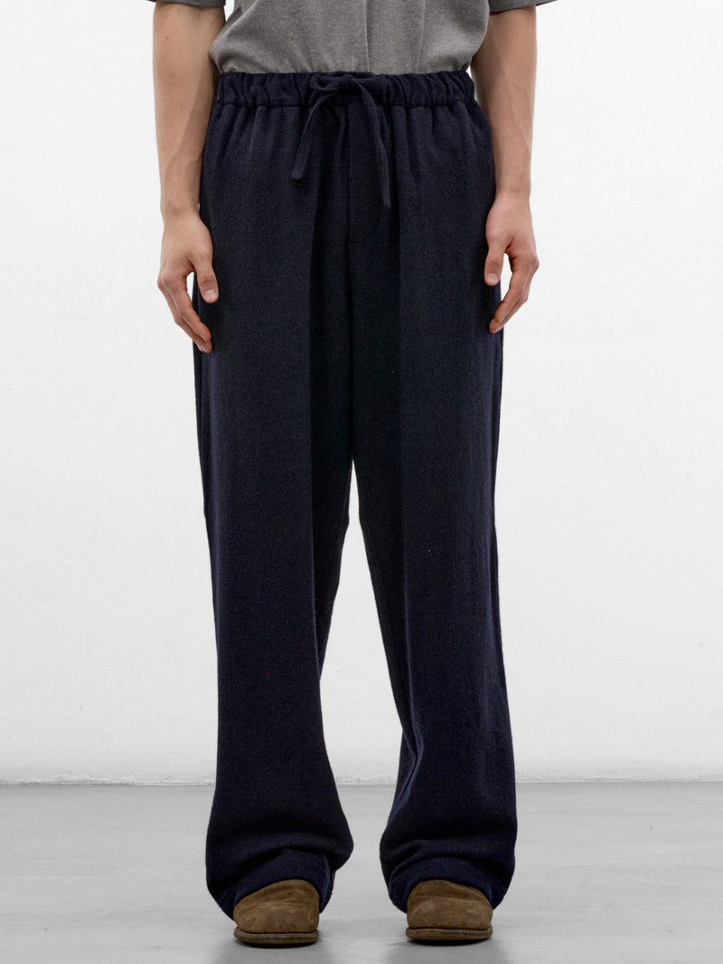 Navy Wool-Cashmere Drawstring Trousers (MTR35-FAW76-BLUE-NAVY)