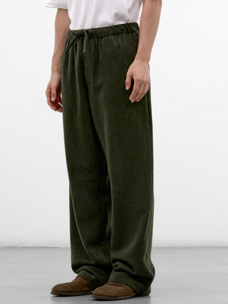 Green Wool-Cashmere Drawstring Trousers (MTR35-FAW76-GREEN)