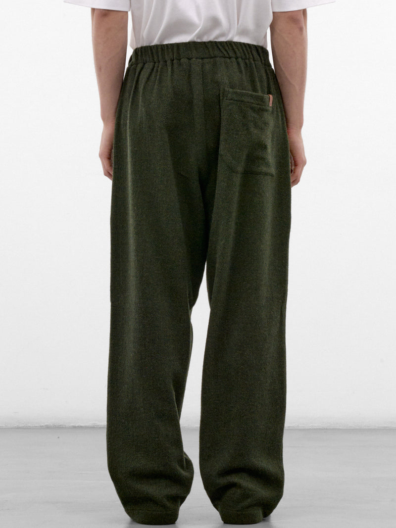 Green Wool-Cashmere Drawstring Trousers (MTR35-FAW76-GREEN)