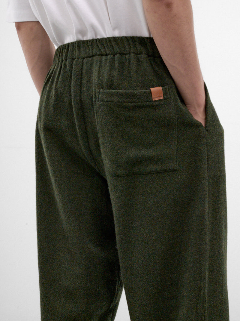 Green Wool-Cashmere Drawstring Trousers (MTR35-FAW76-GREEN)