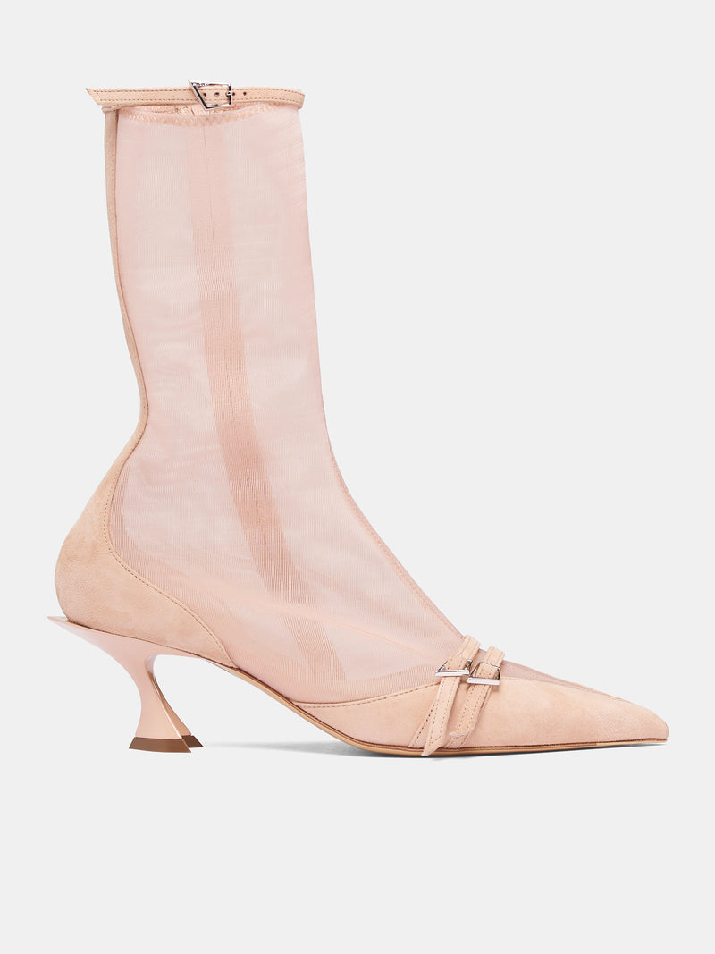 Nude Mesh Suede Kitten Boots (MUWFW26FS201-NUDE)