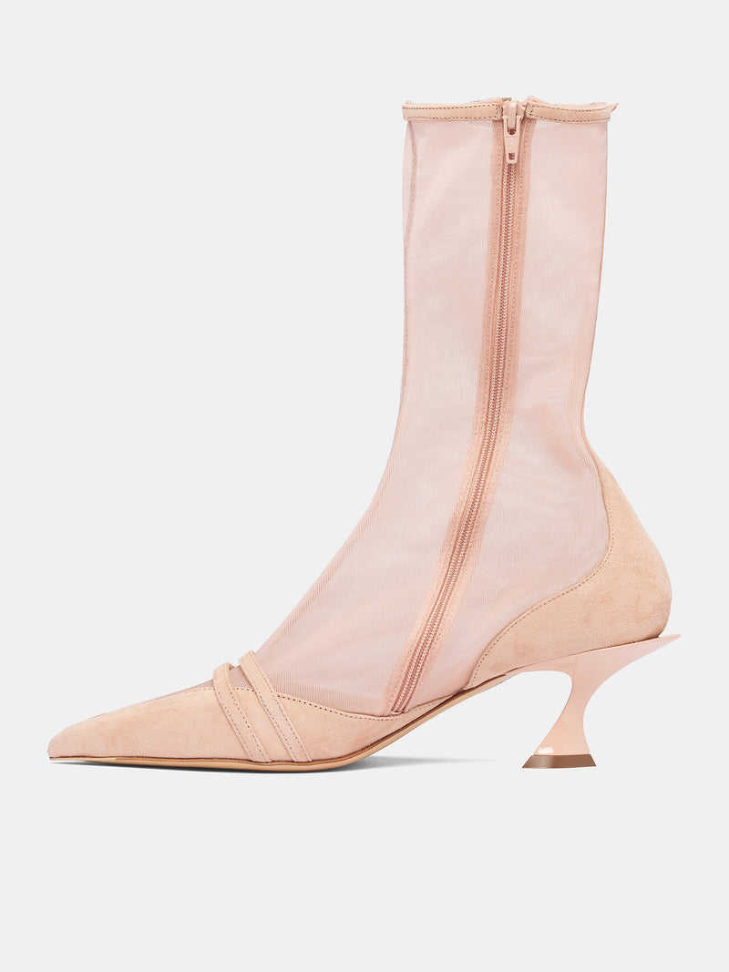 Nude Mesh Suede Kitten Boots (MUWFW26FS201-NUDE)