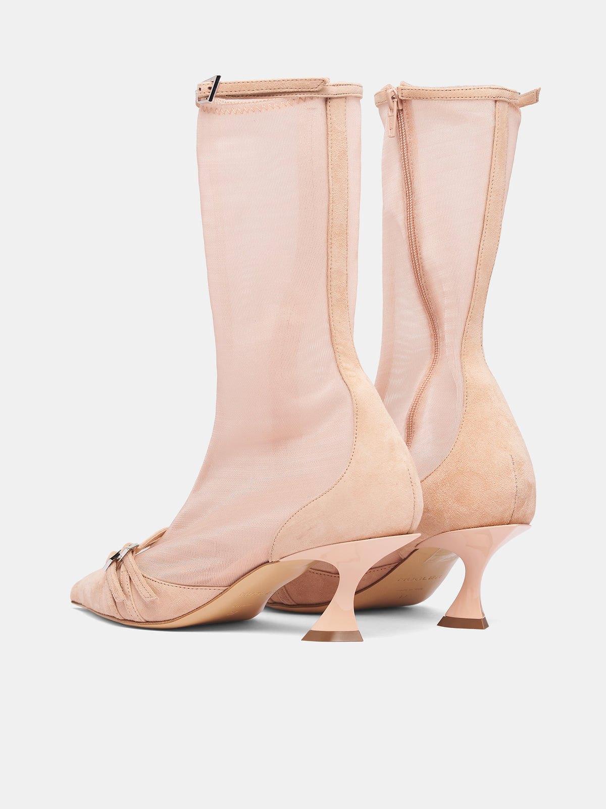 Nude Mesh Suede Kitten Boots (MUWFW26FS201-NUDE)