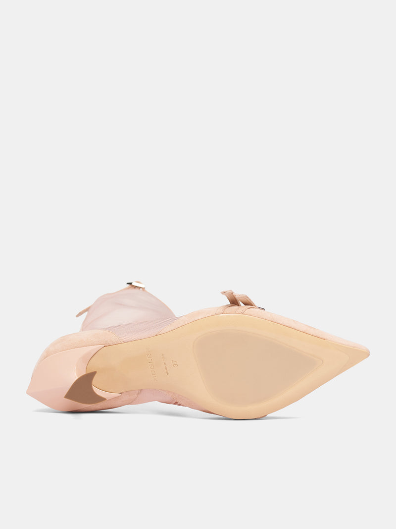 Nude Mesh Suede Kitten Boots (MUWFW26FS201-NUDE)