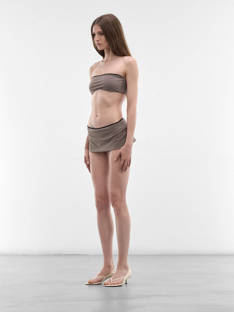 Brown Nylon Bandeau Bikini Set (MXBAB0070-039-GREY)
