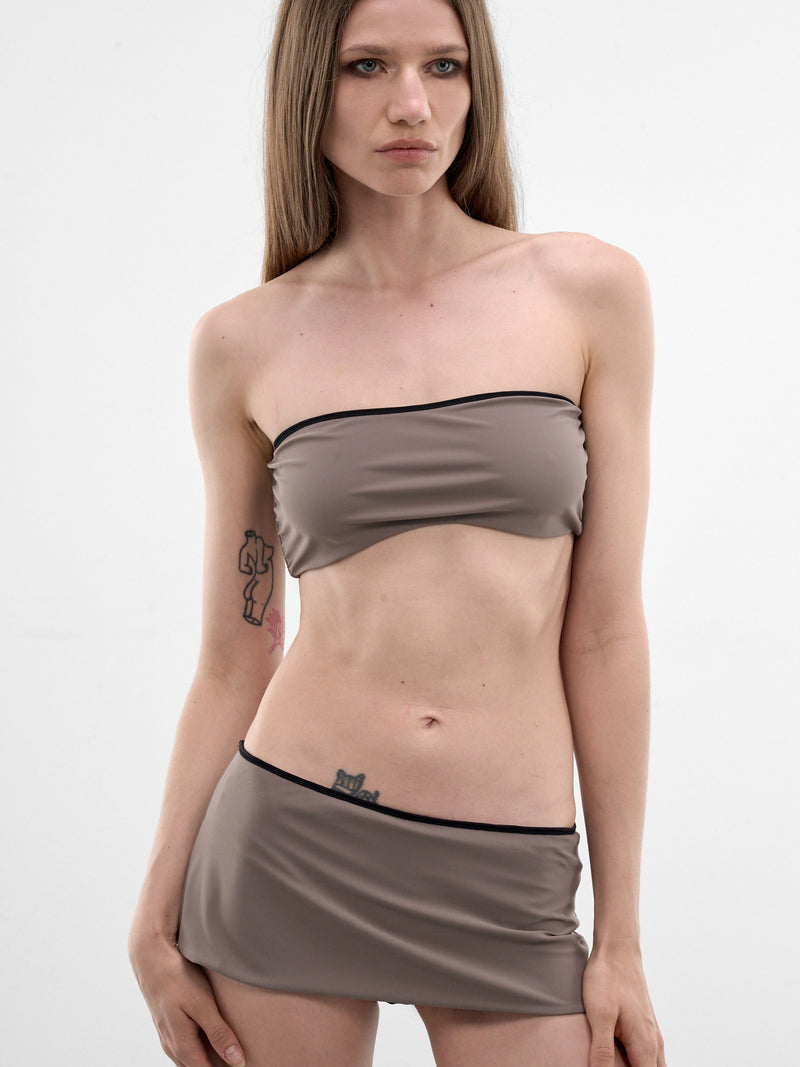 Brown Nylon Bandeau Bikini Set (MXBAB0070-039-GREY)
