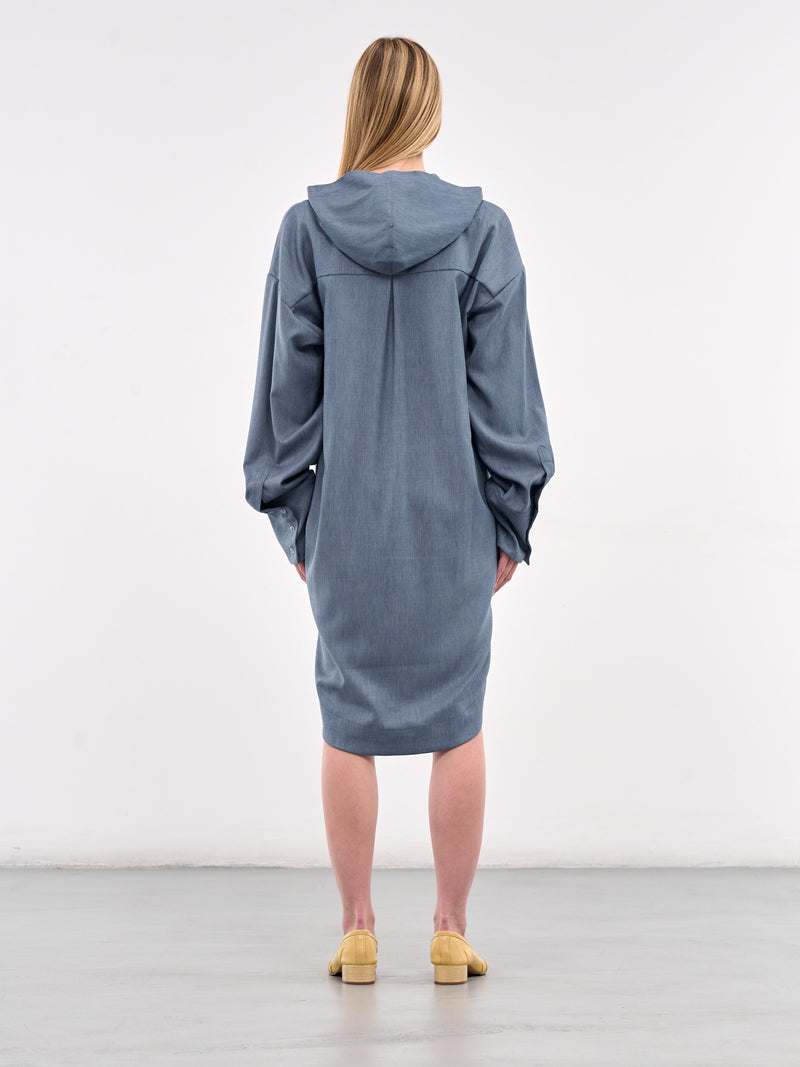 Oversized Hood Button-Up Shirt (N0129-BLUE)