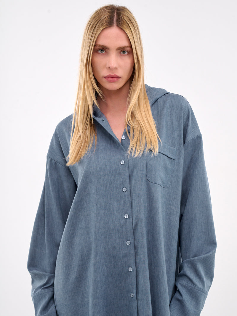 Oversized Hood Button-Up Shirt (N0129-BLUE)