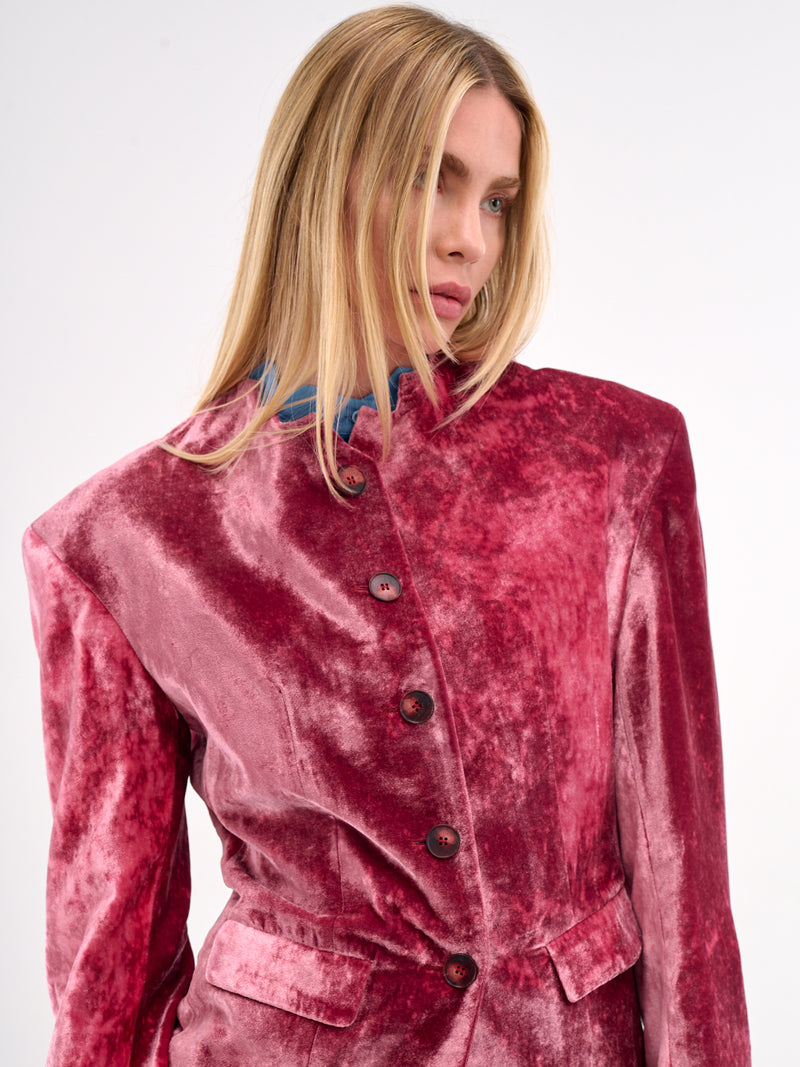 Velvet Tailored Blazer (N0146-RED)