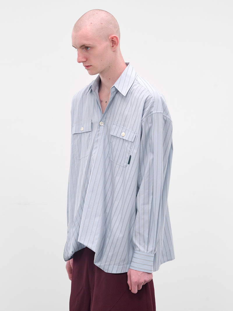 Blue Striped Twisted Hem Shirt (N3-AW25-N3-CST-01-LS-LAKEB-STR)
