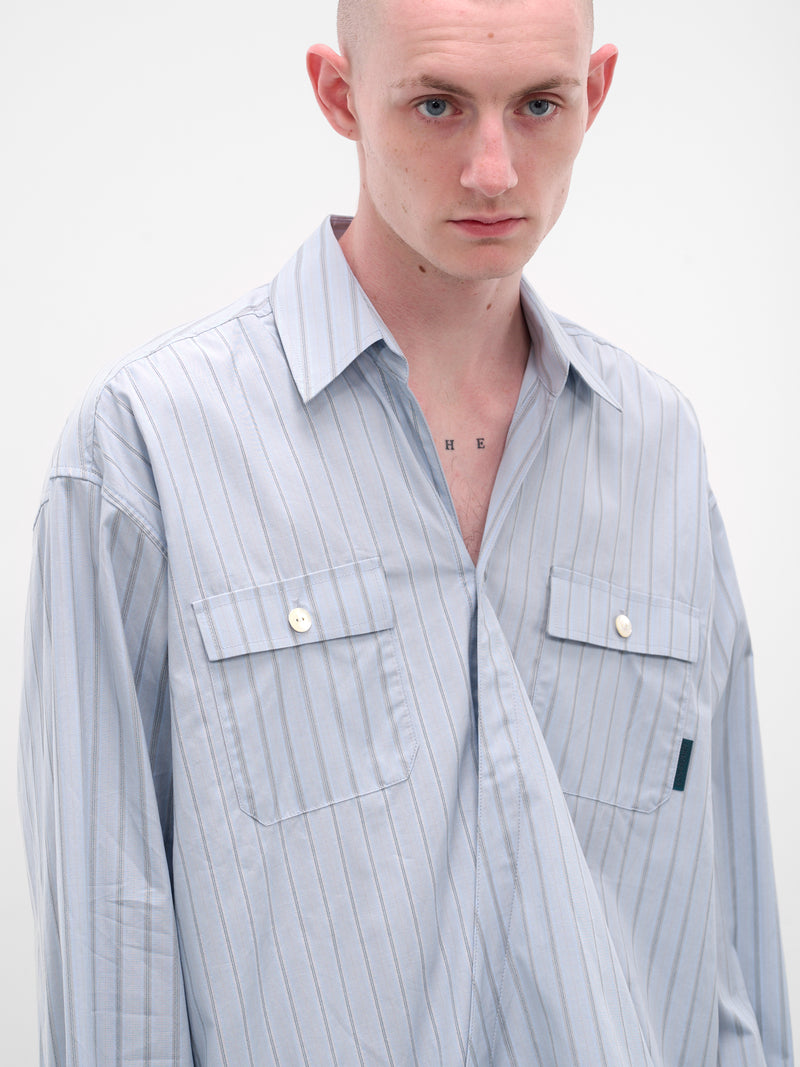 Blue Striped Twisted Hem Shirt (N3-AW25-N3-CST-01-LS-LAKEB-STR)