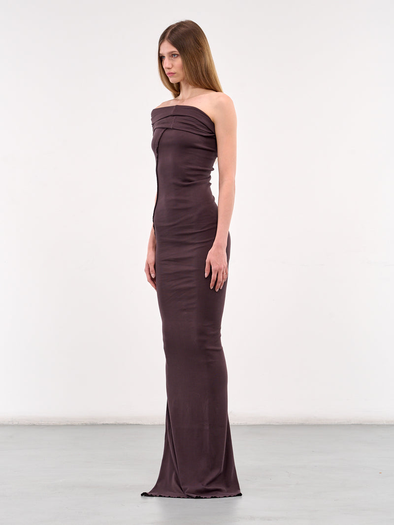 Asymmetric Square Maxi Dress (DR05-GANACHE)