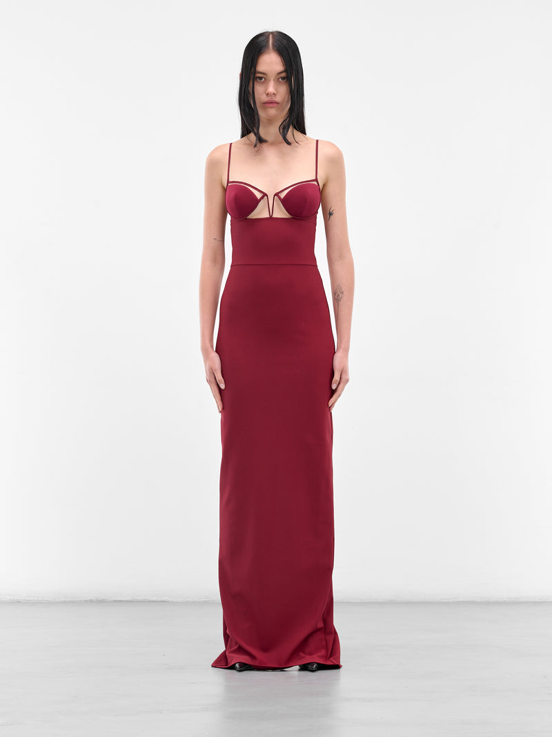 Red V-Wire Bra Maxi Dress (ND-DR281-1000-401-BURGUNDY)