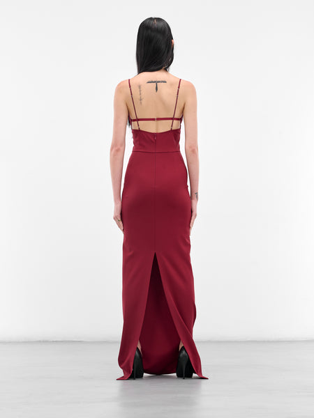 Red V-Wire Bra Maxi Dress (ND-DR281-1000-401-BURGUNDY)