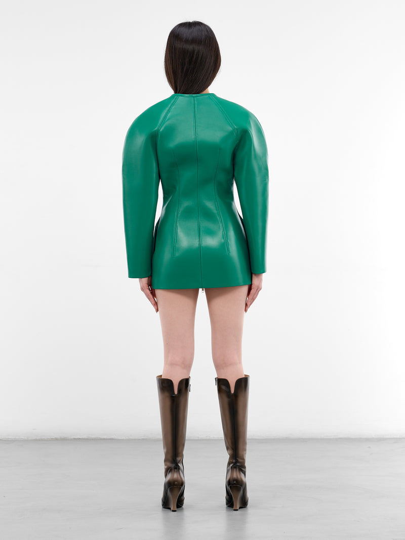 Teal Lamb Leather Neoprene Coat (NEOCO0TE-TEAL)