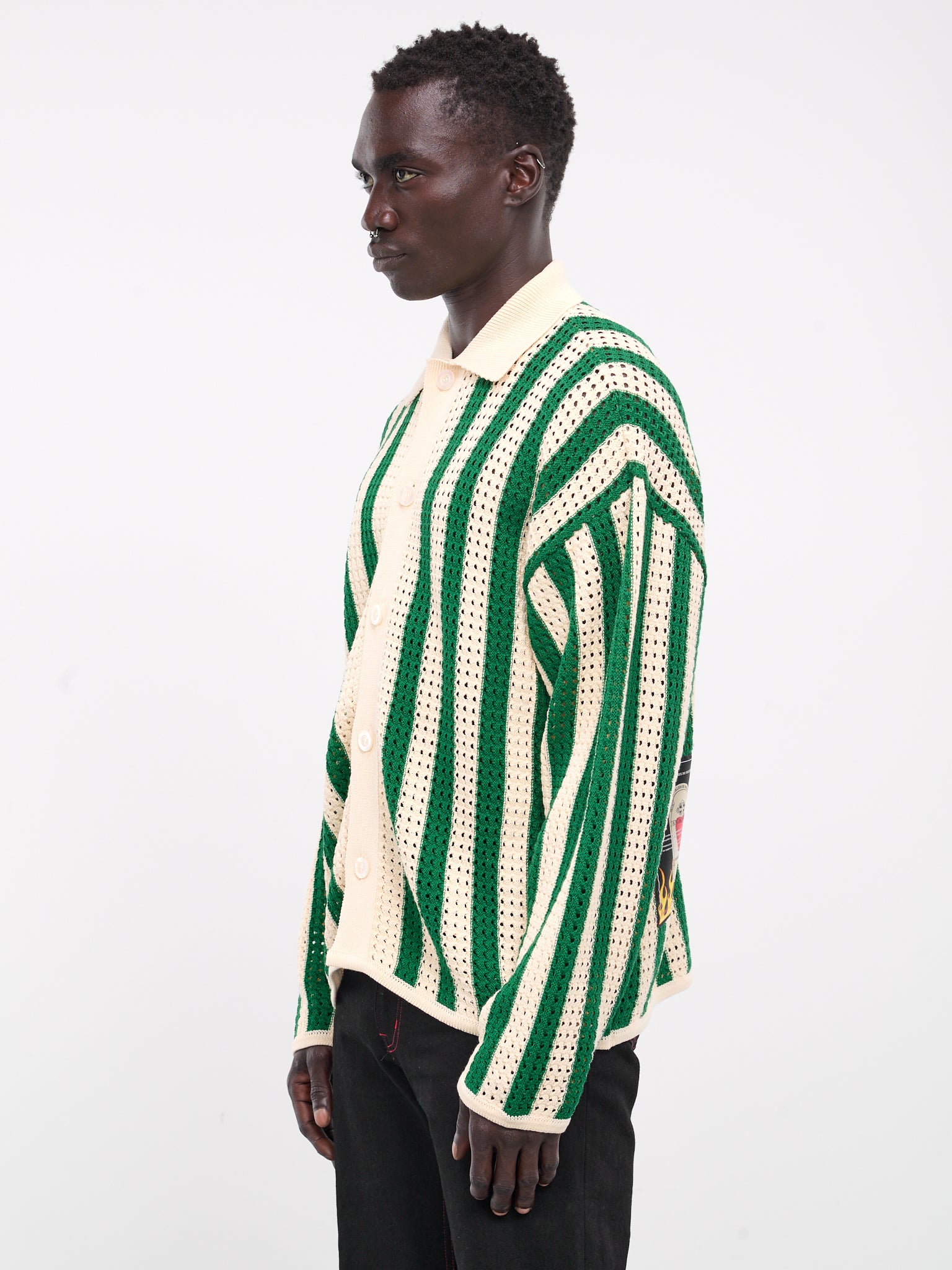 Stripe Knit Cardigan (NL-TO-1202-BEIGE-GREEN)