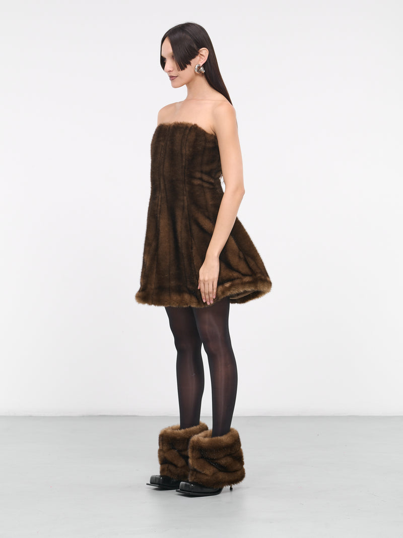 Brown Faux Fur Mini Dress (NLFD01-BROWN)