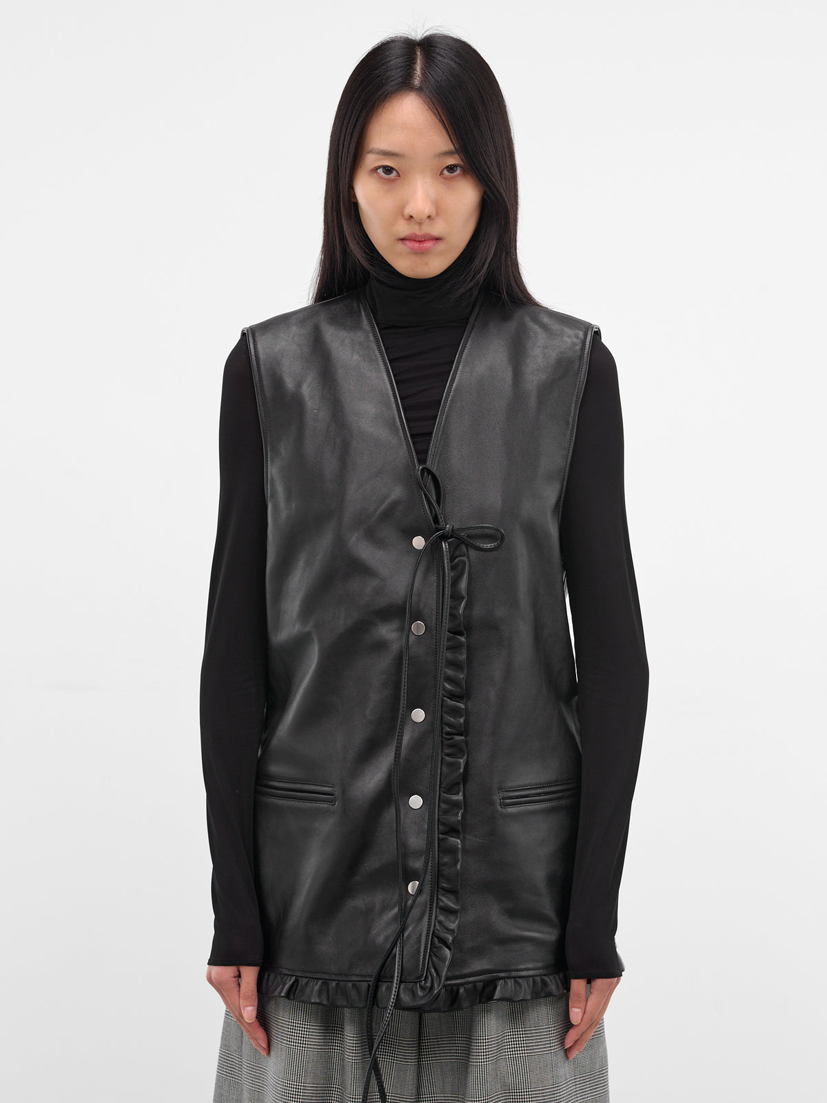 Black Lambskin Gala Vest (NP08-J013-LEA-DARK-BROWN)