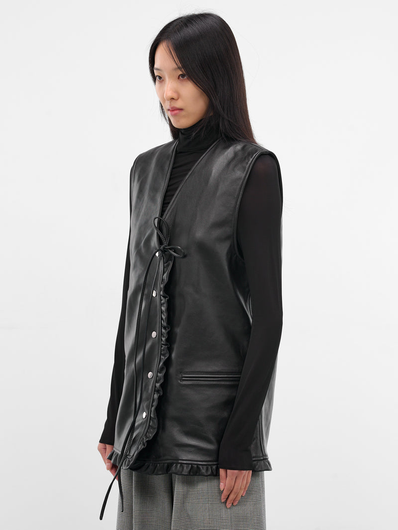 Black Lambskin Gala Vest (NP08-J013-LEA-DARK-BROWN)