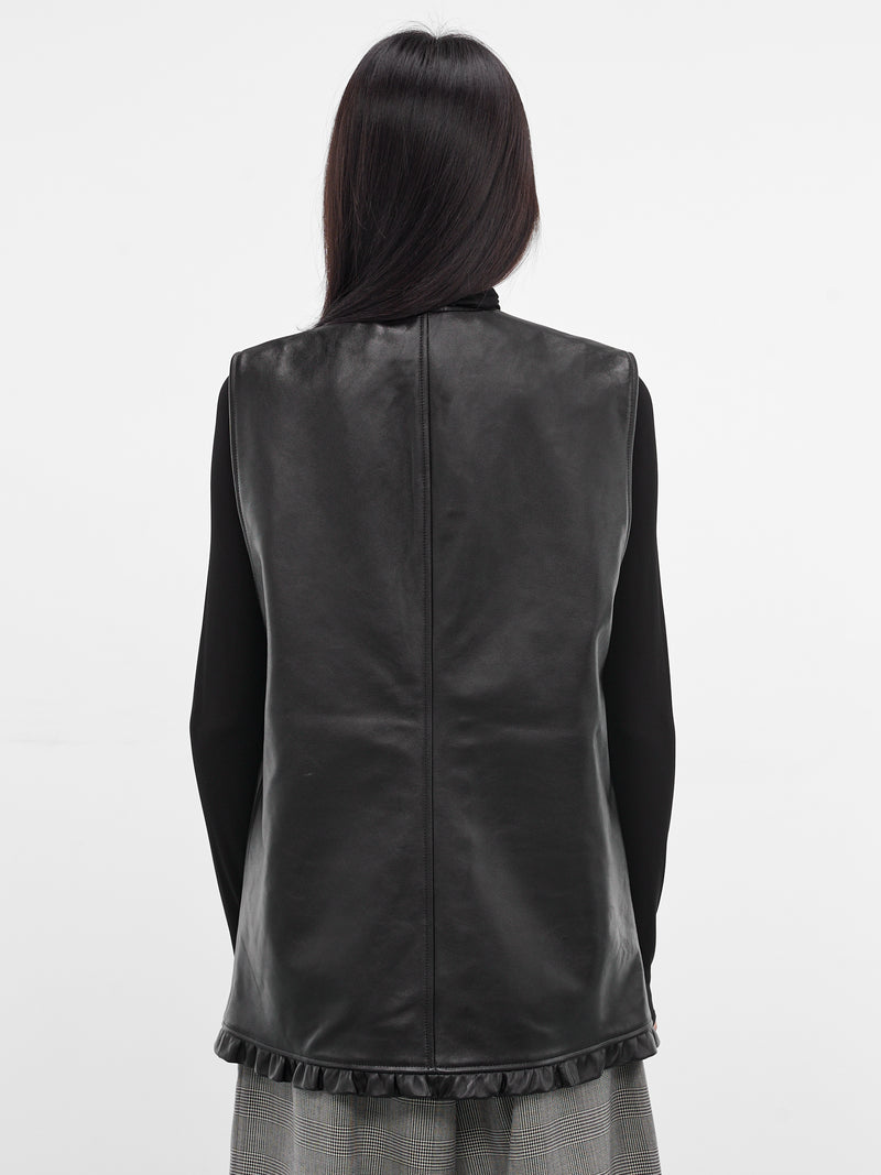 Black Lambskin Gala Vest (NP08-J013-LEA-DARK-BROWN)