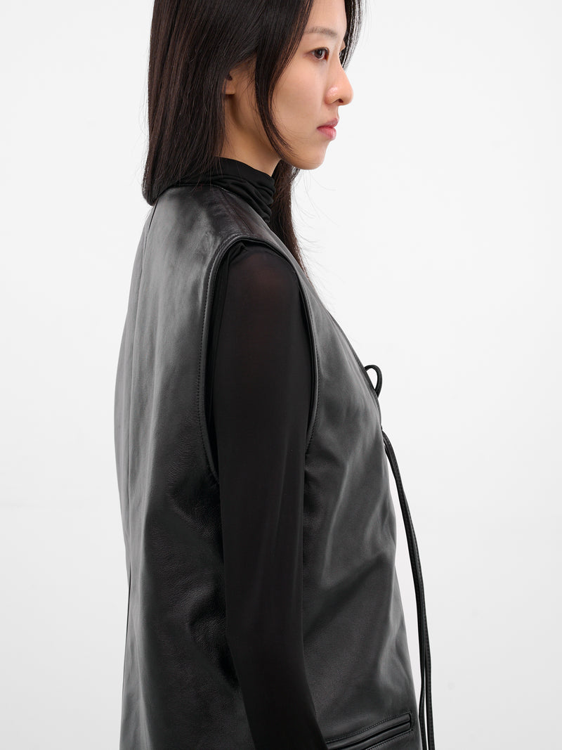 Black Lambskin Gala Vest (NP08-J013-LEA-DARK-BROWN)