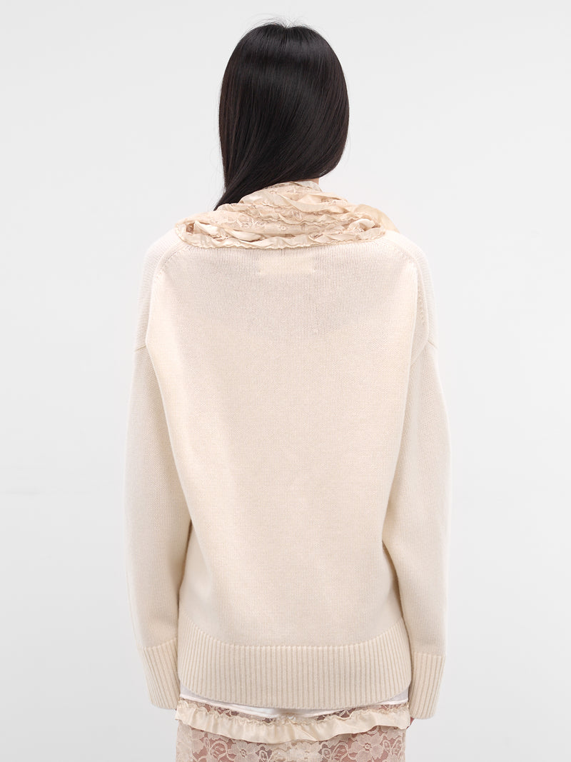 Cream Centrino Draped Lace Cardigan (NP08-K002-CMYN-CREAM)