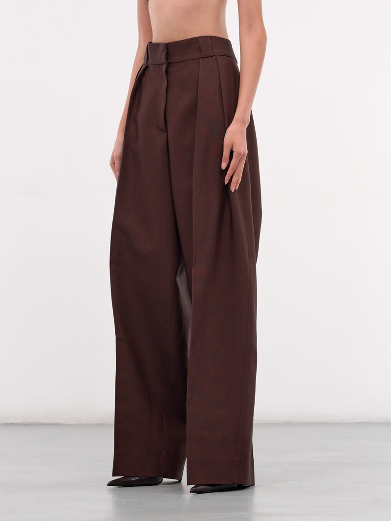 Brown Wool Wide Leg Trousers (NP08-P003-WOFA-BROWN)