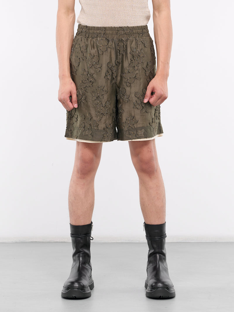 Floral Embroidery Drawstring Shorts (MPC0011-GR047-CONCRETE)